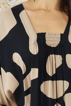 Load image into Gallery viewer, Sundrenched Bermuda Abstract Geo Black & Beige Long Kaftan Dress. One Size Fits All.
