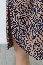 Load image into Gallery viewer, Sundrenched Bermuda Kerala Navy & Tan Long Kaftan Dress. One Size Fits All.
