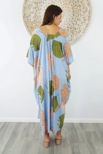 Load image into Gallery viewer, Sundrenched Bermuda Okinawa Blue Long Kaftan Dress. One Size Fits All.