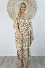 Load image into Gallery viewer, Sundrenched Bermuda Totem Sand Kaftan Dress. One Size Fits All.