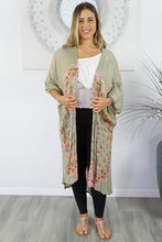 Load image into Gallery viewer, Long Olive & Pink Mandala Sequined Cape/Kimono. Free Size