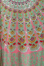 Load image into Gallery viewer, Long Olive & Pink Mandala Sequined Cape/Kimono. Free Size