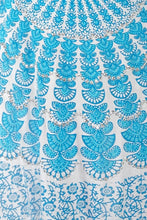 Load image into Gallery viewer, Long Turquoise & White Mandala Sequined Cape/Kimono. Free Size