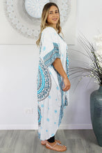 Load image into Gallery viewer, Long Pale Blue Mandala Sequined Cape/Kimono. Free Size