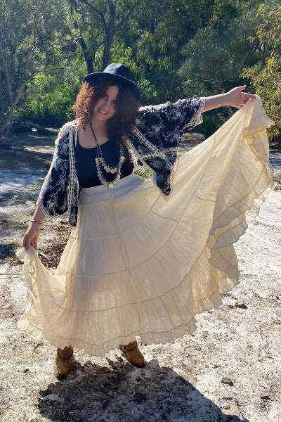 Ruby Street Australia Calico Tiered Gypsy Skirt.  Fits up to size 14.
