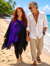 Load image into Gallery viewer, Vibrant Palm Frond Purple Kaftan Top | One Size Fits All