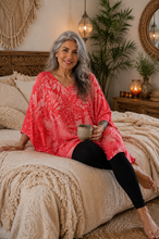 Load image into Gallery viewer, Betelnut Festive Melon Kaftan Top. One Size Fits All.