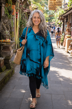 Load image into Gallery viewer, Kaftan Top Outline Aqua. One Size Fits All.