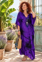 Load image into Gallery viewer, Sundrenched Outline Purple Long Kaftan Dress. One Size Fits All.