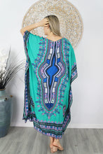 Load image into Gallery viewer, Sundrenched Inca Bling Sequined Teal Long Kaftan Dress.  One Size Fits All.
