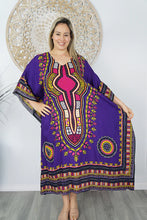 Load image into Gallery viewer, Sundrenched Long Kaftan Dress Inca Bling Sequined Purple. One Size Fits All.