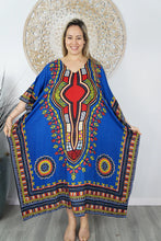 Load image into Gallery viewer, Sundrenched Blue Inca Bling Sequined Long Kaftan Dress. One Size Fits All.