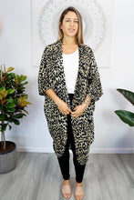 Load image into Gallery viewer, Long Black Leopard Black Cape/Kimono. Free Size