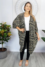 Load image into Gallery viewer, Long Black Leopard Black Cape/Kimono. Free Size