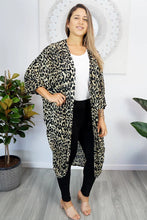 Load image into Gallery viewer, Long Black Leopard Black Cape/Kimono. Free Size