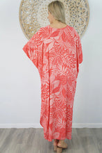 Load image into Gallery viewer, Sundrenched Long Kaftan Dress In Betelnut Melon. One Size Fits All.