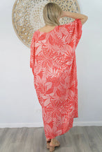 Load image into Gallery viewer, Sundrenched Long Kaftan Dress In Betelnut Melon. One Size Fits All.
