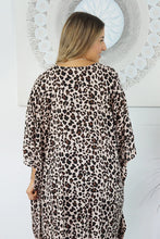 Load image into Gallery viewer, Sundrenched &#39;Bright Safari&#39; Brown &amp; Beige Long Kaftan Dress.  One Size Fits All.
