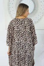Load image into Gallery viewer, Sundrenched 'Bright Safari' Brown & Beige Long Kaftan Dress. One Size Fits All.