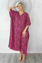 Load image into Gallery viewer, Sundrenched Pink Bright Safari Animal Print Long Kaftan Dress. One Size Fits All.
