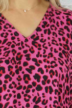 Load image into Gallery viewer, Sundrenched Pink Bright Safari Animal Print Long Kaftan Dress. One Size Fits All.