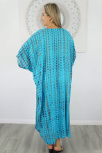 Load image into Gallery viewer, Sundrenched Aqua Crackle Long Kaftan Dress - One Size Fits All.