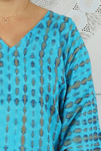 Load image into Gallery viewer, Sundrenched Aqua Crackle Long Kaftan Dress - One Size Fits All.