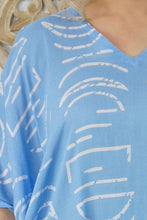 Load image into Gallery viewer, Sundrenched Half Moon Sky Blue Long Kaftan Dress. One Size Fits All.