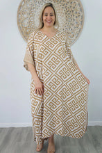 Load image into Gallery viewer, Sundrenched Long Kaftan Dress Highlander Taupe.  One Size Fits All.