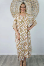 Load image into Gallery viewer, Sundrenched Long Kaftan Dress Highlander Taupe.  One Size Fits All.