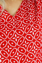 Load image into Gallery viewer, Sundrenched Long Kaftan Dress Links Red & White . One Size Fits All.