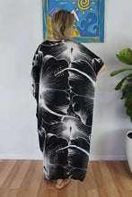Load image into Gallery viewer, Sundrenched Outline Black & White Long Kaftan Dress. One Size Fits All.