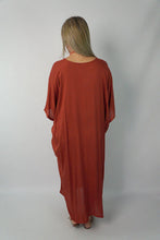 Load image into Gallery viewer, Sundrenched Long Kaftan Dress in Plain Rust . One Size Fits All.