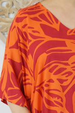Load image into Gallery viewer, Sundrenched Raratonga Orange Long Kaftan Dress. One Size Fits All.