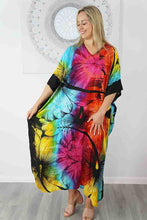 Load image into Gallery viewer, Sundrenched Sunshine Rainbow Floral Long Kaftan Dress.  One Size Fits All.

