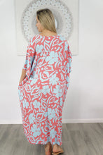 Load image into Gallery viewer, Premium Island Flower Peach Long Kaftan Dress - One Size Fits All