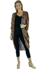 Load image into Gallery viewer, Long Black Leopard Gold Cape/Kimono. Free Size