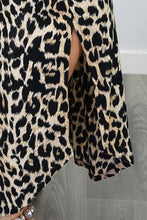 Load image into Gallery viewer, Relaxed Fit Long Leopard Black Print Mykonos Kaftan Dress. One Size Fits Sizes 10-18