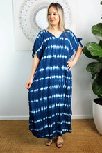 Load image into Gallery viewer, Relaxed Fit Mykonos Dress Nirvana Navy Tie Dye.  One Size Fits Size 10-18

