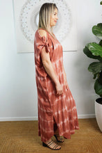 Load image into Gallery viewer, Relaxed Fit Mykonos Long Kaftan Dress Nirvana Sienna Tie Dye. One Size Fits Size 10-18