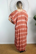 Load image into Gallery viewer, Relaxed Fit Mykonos Long Kaftan Dress Nirvana Sienna Tie Dye. One Size Fits Size 10-18