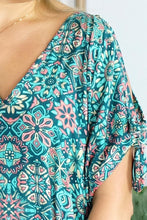 Load image into Gallery viewer, Relaxed Fit Mykonos Long Kaftan Dress Tijuana Multicoloured Mint. One Size Fits Size 10-18