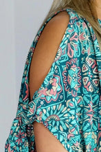 Load image into Gallery viewer, Relaxed Fit Mykonos Long Kaftan Dress Tijuana Multicoloured Mint. One Size Fits Size 10-18
