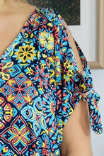 Load image into Gallery viewer, Relaxed Fit Mykonos Long Kaftan Dress Tijuana Multicoloured Navy. One Size Fits Size 10-18