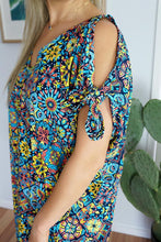 Load image into Gallery viewer, Relaxed Fit Mykonos Long Kaftan Dress Tijuana Multicoloured Navy. One Size Fits Size 10-18