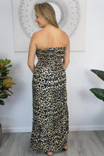 Load image into Gallery viewer, Summer Vibes Salsa Leopard Strapless Dress.  One Size Fits 10-16.
