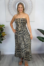 Load image into Gallery viewer, Summer Vibes Salsa Leopard Strapless Dress.  One Size Fits 10-16.
