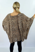 Load image into Gallery viewer, Vibrant Brown Cougar Print Kaftan Top. One Size Fits All.
