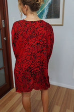 Load image into Gallery viewer, Festive Red Animal Kaftan Top.  One Size Fits All.

