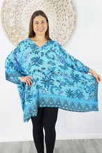 Load image into Gallery viewer, Kaftan Top in Bandung Batik Aqua. One Size Fits All.